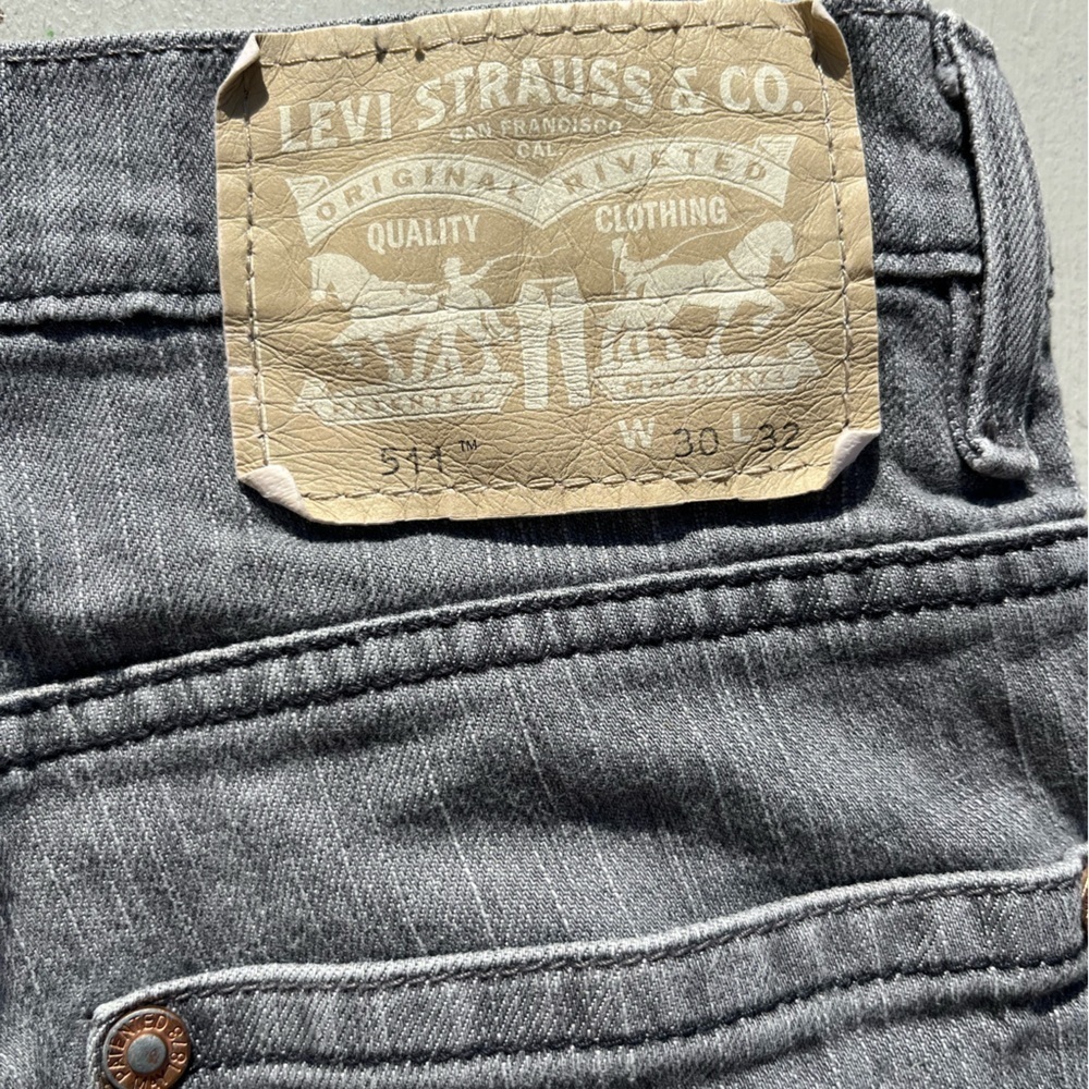 Men’s Levi's 511 Jeans Green Gray 30x32 Athletic Slim Whiskers Fade Straight
